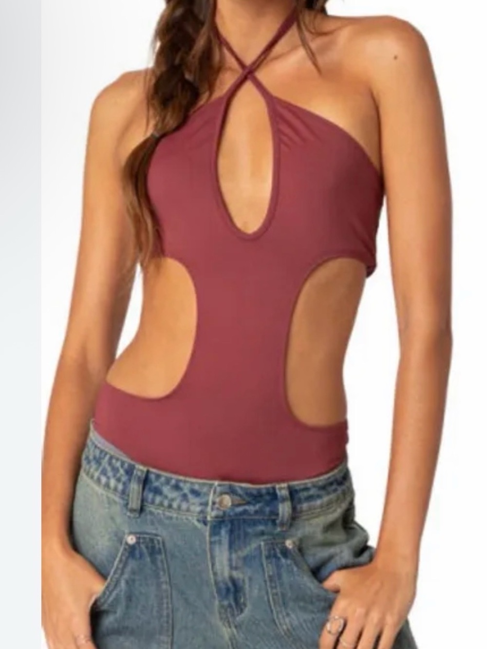 Edikted Cutout Halter Bodysuit